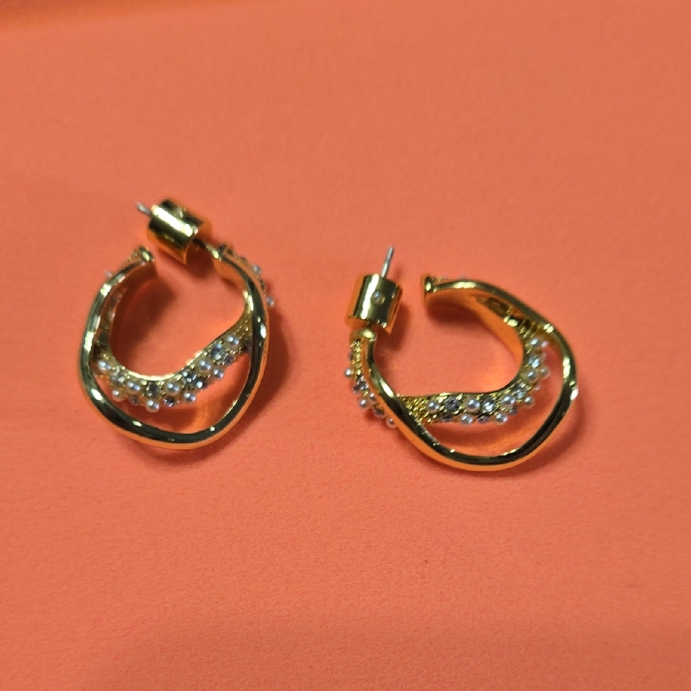 Demarson Gold Twisted Hoop Earrings